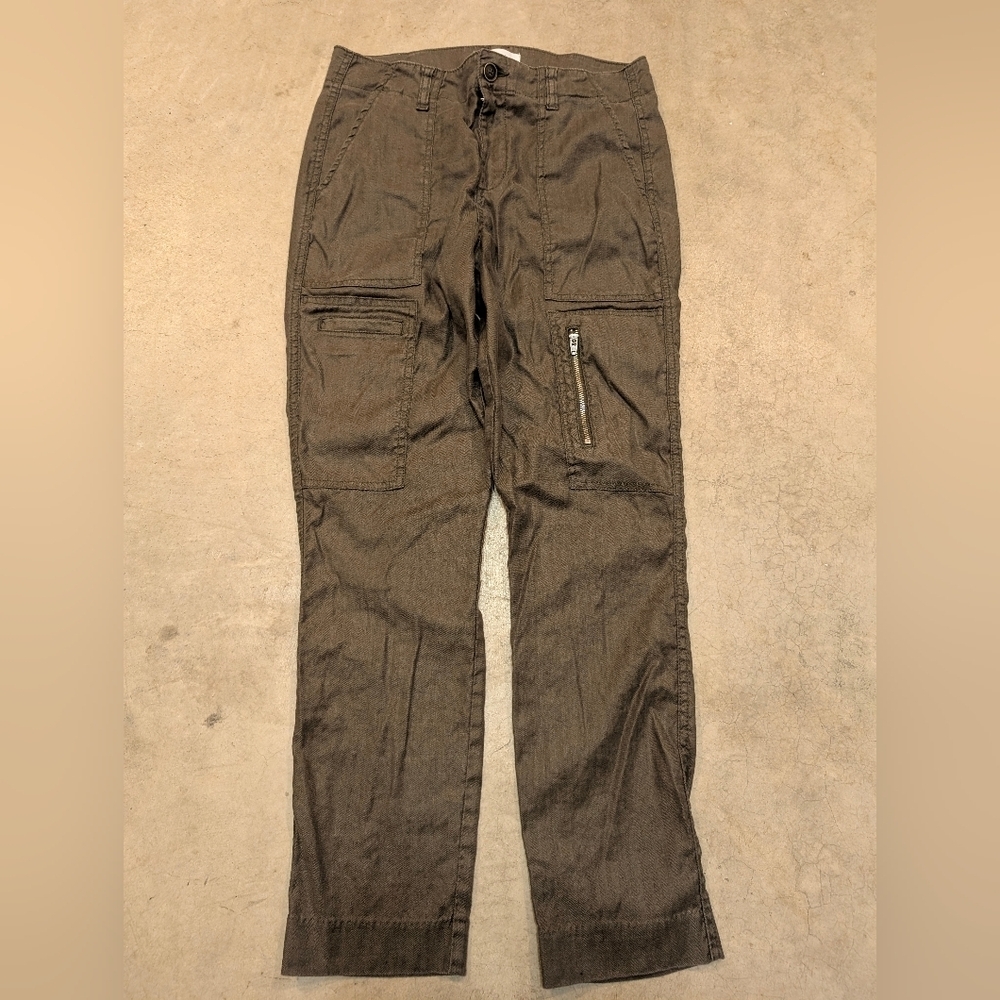 Level 99 Linen Pants Women's 28 Pilling Herringbone Brown